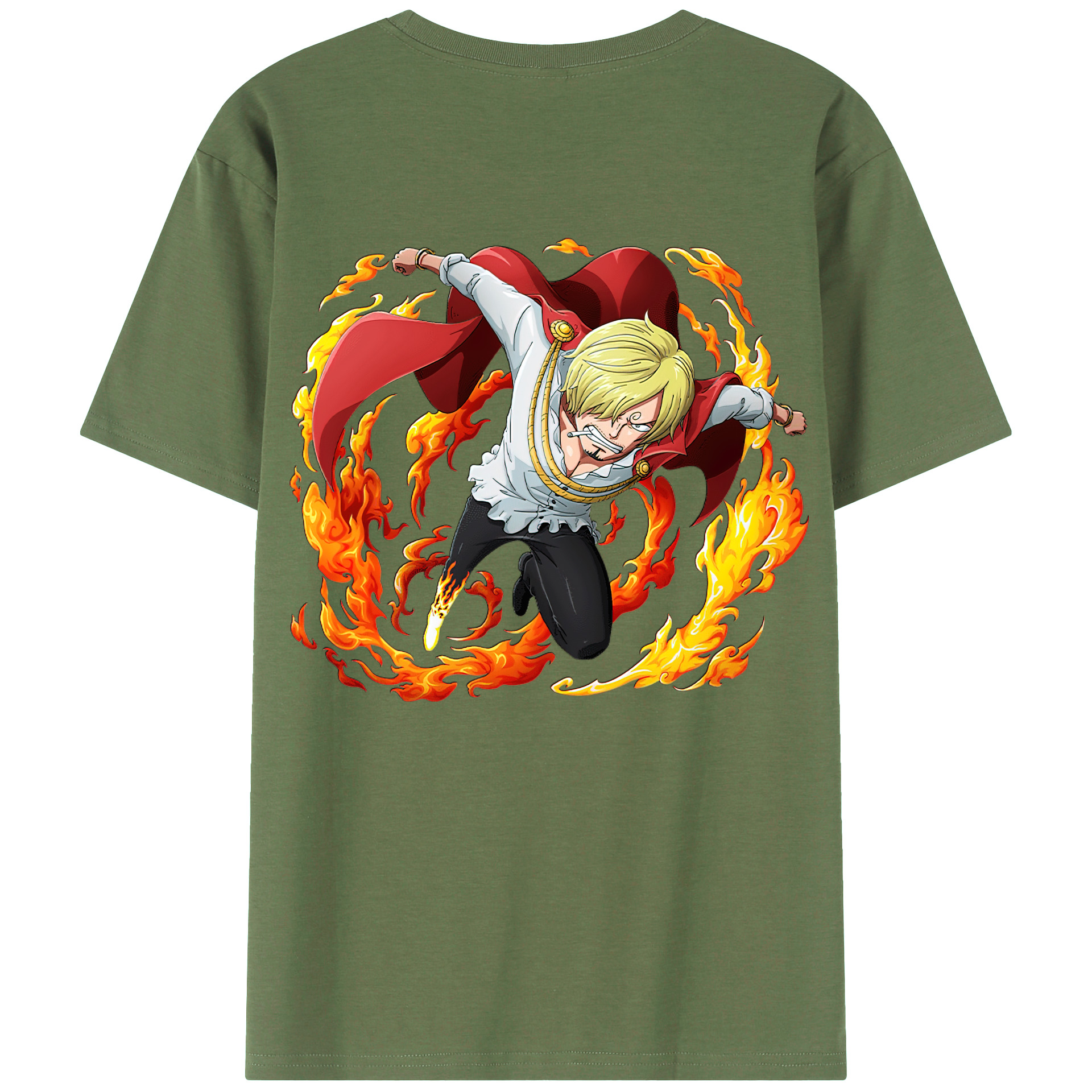 （画像用） ワンピース サンジ ONE PIECE Sanji 綿100％ メンズ半袖Tシャツ（バックプリント） 通気性